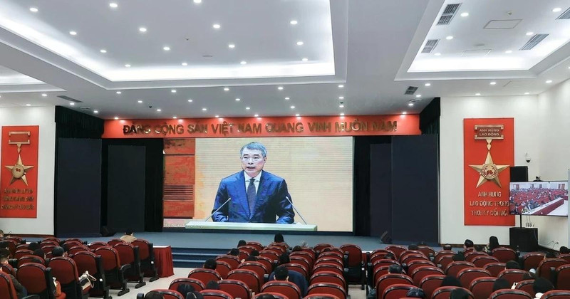 Party members of the Viet Nam News Agency attend the event via videoconferencing on February 7. (Photo: VNA)