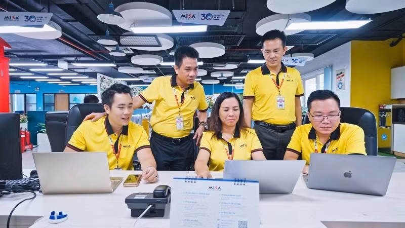 Employees at MISA Joint Stock Company participate in annual training courses on digital workplace and management skills.