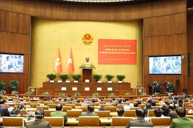 A view of the national conference in Ha Noi on February 7 (Photo: VNA)