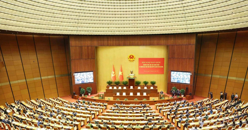 A view of the national conference disseminating and implementing the Resolution of 14th National Party Congress in Ha Noi on February 7, 2026 (Photo: VNA)