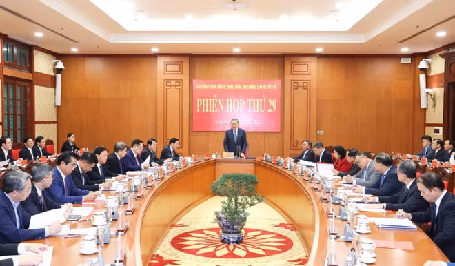 Party General Secretary To Lam, head of the Central Steering Committee for Prevention and Control of Corruption, Wastefulness, and Negative Phenomena, chairs the committee’s 29th meeting to review its 2025 performance and discuss its work programme for 2026. (Photo: VNA)