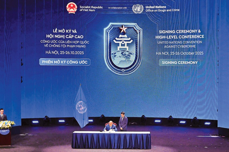 The opening ceremony for the signing of the United Nations Convention against Cybercrime. (Photo: THUY NGUYEN)