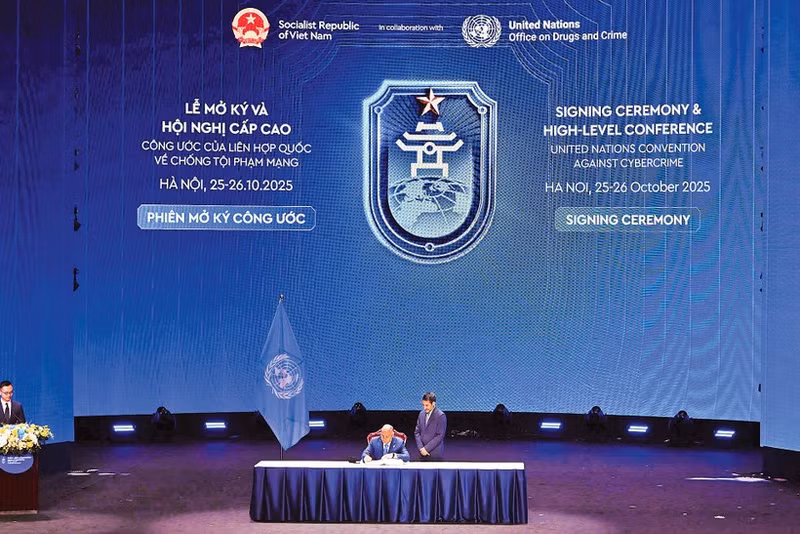 The opening ceremony for the signing of the United Nations Convention against Cybercrime. (Photo: THUY NGUYEN)