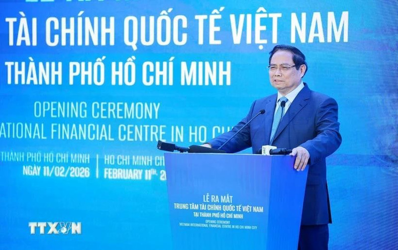 PM Pham Minh Chinh announces the establishment of the Viet Nam International Financial Centre in Ho Chi Minh City. (Photo: VNA)
