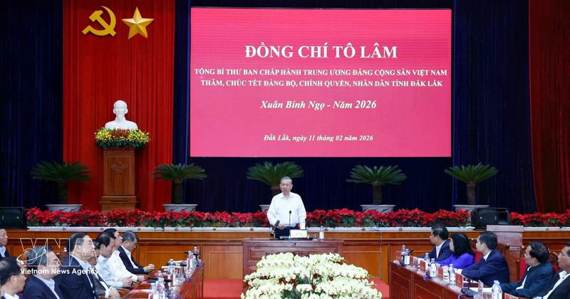 Party General Secretary To Lam speaks at the working session (Photo: VNA)