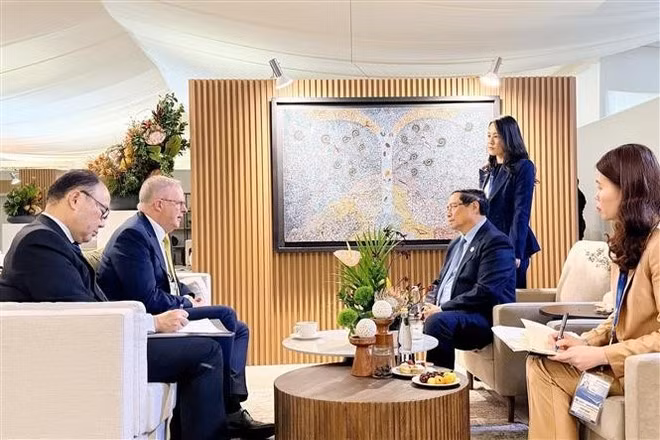 At the meeting between Prime Minister Pham Minh Chinh and his Australian counterpart Anthony Albanese. (Photo: VNA)