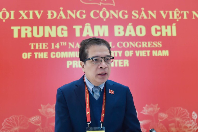 Ambassador Dang Minh Khoi, a delegate from the Party Organisation of the Ministry of Foreign Affairs, speaks to the Viet Nam News Agency (VNA) on the sidelines of the 14th National Party Congress. (Photo: VNA)