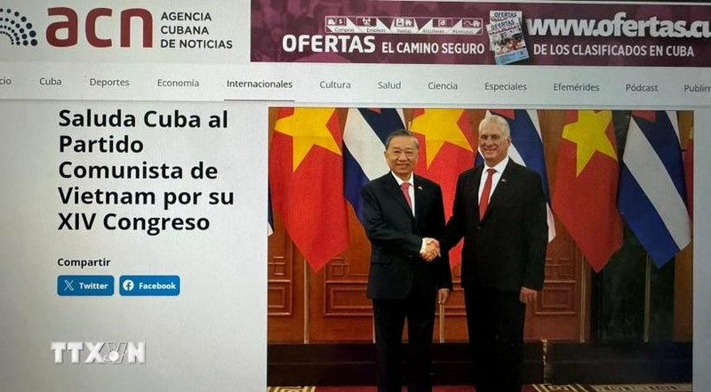 Cuban news agency ACN reports on the 14th National Congress of the Communist Party of Viet Nam. (Photo: Screenshot)