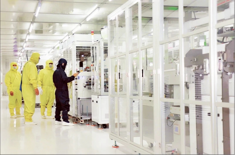 A modern production line operates at the Radiant Opto-Electronics Viet Nam Nghe An factory in VSIP Industrial Park.