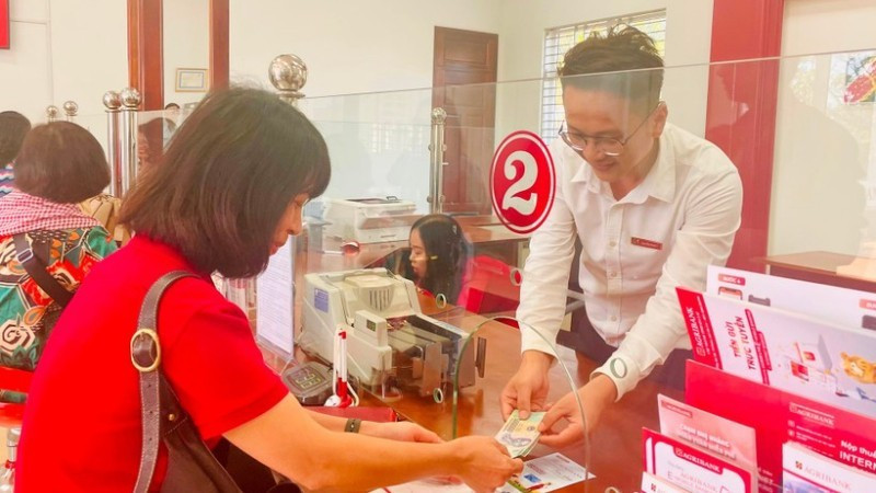 Customers conduct transactions at an Agribank branch. (Photo: HONG ANH/NDO)