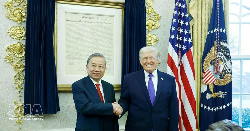 Party General Secretary To Lam meets US President Donald Trump at the White House on February 20 morning (Photo: VNA)