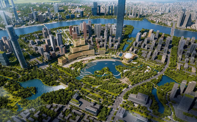 Perspective view of the Thu Thiem new urban area.