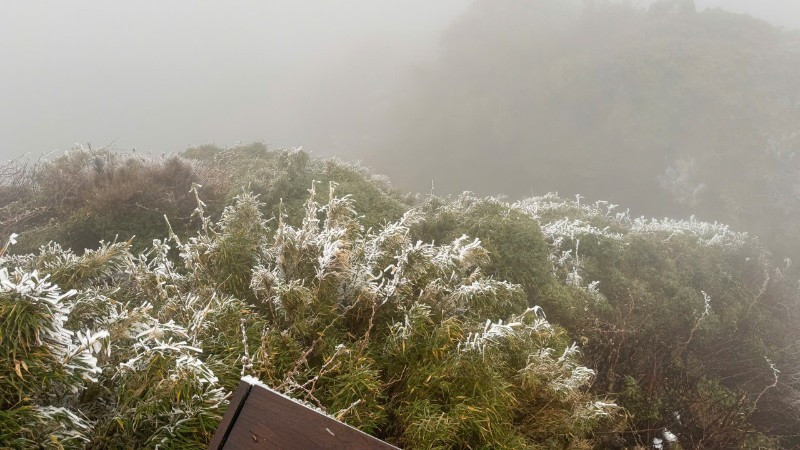 Ice appears, covering Fansipan peak in white. (Photo: NDO)