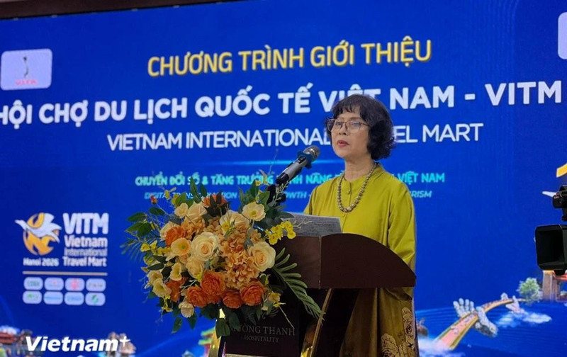 Nguyen Thi Hoa Mai, Deputy Director of the Viet Nam National Authority of Tourism, speaks at a briefing in Ha Noi (Photo: VNA)