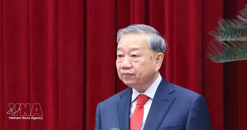 Party General Secretary To Lam speaks at the second meeting of the 14th Party Central Committee. (Photo: VNA)