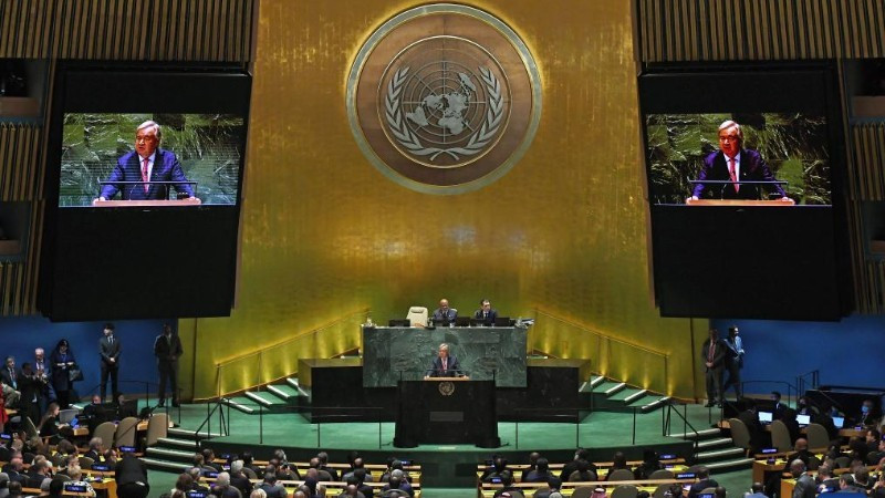 UN Secretary-General Antonio Guterres speaks during a session of the United Nations General Assembly at its headquarters in New York. (Photo: XINHUA)