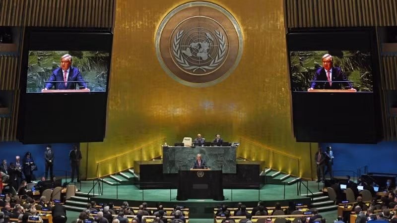 UN Secretary-General Antonio Guterres speaks during a session of the United Nations General Assembly at its headquarters in New York. (Photo: XINHUA)