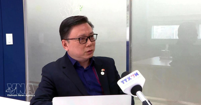 Dao Tuan Hung, Chairman of the Association of Vietnamese Community in Korea (AVCK), speaks in an interview with a Vietnam News Agency (VNA) correspondent in the Republic of Korea. (Photo: VNA)