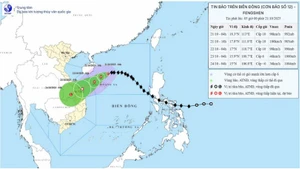 Forecast map showing the track of typhoon No. 12 issued at 5 am on October 21, 2025. (Source: National Centre for Hydro-Meteorological Forecasting)