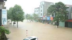 Flooding in Phan Dinh Phung ward, Thai Nguyen province. (Photo: VNA)