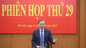 Party General Secretary To Lam, head of the Central Steering Committee for Prevention and Control of Corruption, Wastefulness, and Negative Phenomena, speaks at the event (Photo: NDO)