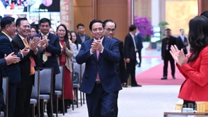 Prime Minister Pham Minh Chinh attends the national conference reviewing the implementation of Resolution No. 36-NQ/TW on OVs affairs and guiding documents of the Party Central Committee's Politburo and Secretariat in this field (Photo: NDO)