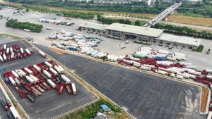 Goods are being prepared for export through Kim Thanh International Road Border Gate No. II (Lao Cai).