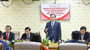 National Assembly Chairman Tran Thanh Man addresses the ceremony. (Photo: VNA)