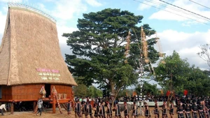 A gong performance at the Plei Op Culture and Tourism Village in Gia Lai Province (Photo: VNA)