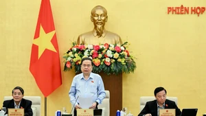 NA Chairman Tran Thanh Man speaks at the 55th session of the National Assembly Standing Committee. (Photo: NDO)