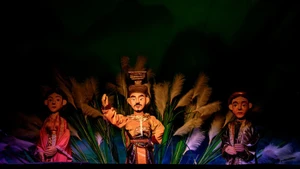 A puppetry performance by artists from the Thang Long Puppetry Theatre