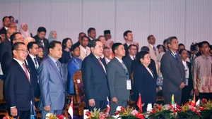 NA Chairman Tran Thanh Man and delegates at the opening ceremony of the 46th AIPA General Assembly.