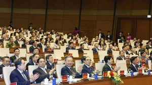 Party General Secretary To Lam and incumbent and former leaders of the Party and State attend the conference on February ̃. (Photo: VNA)