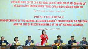 At the press conference on March 21 announcing the resolution on the results of the general election and the list of elected deputies to the 16th National Assembly. (Photo: VNA)