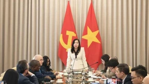 Deputy Minister of Foreign Affairs Le Thi Thu Hang welcomes journalists and updates them on a number of achievements Viet Nam has attained in recent years. (Photo: Ministry of Foreign Affairs)