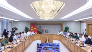 Deputy PM Tran Hong Ha speaks at the meeting. (Photo: VGP)