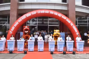The ceremony to mark the export of the first shipment of Dong Thap pomelos to Australia.