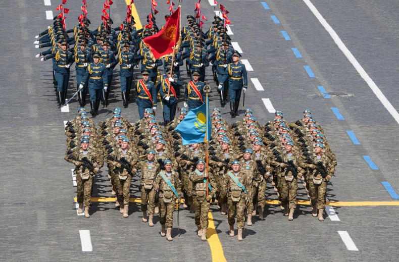 Troops from Kazakhstan (ahead).