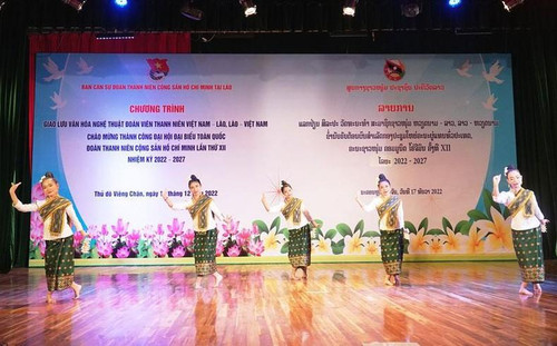 A performance at the art exchange in Laos