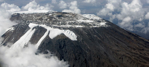 Aerial view of the dwindling ice on the summit of Mount Kilimanjaro. (UN Photo) Aerial view of the dwindling ice on the summit of Mount Kilimanjaro. (UN Photo)