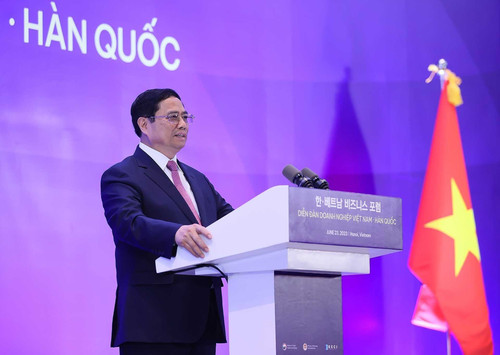 PM Pham Minh Chinh speaks at the event (Photo: VNA)