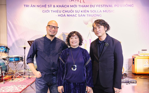The founding members of Solla Music (from left): Pham Tran Tho, Trieu Tu My and Tri Minh.