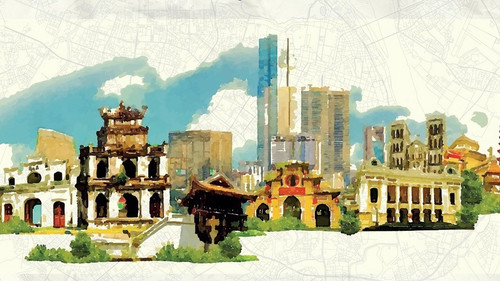 A painting on display at the exhibition A painting on display at the exhibition