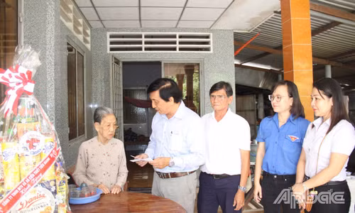 Gifts presented to a Vietnamese heroic mother in Thanh Binh commune, Cho Gao district, Tien Giang province (Photo: baoapbac.vn)
