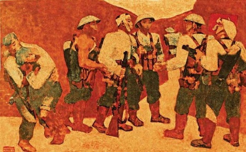 Painting 'Party Admission Ceremony in Dien Bien Phu’ by Nguyen Sang Painting 'Party Admission Ceremony in Dien Bien Phu’ by Nguyen Sang