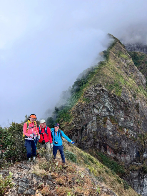 Conquering Chu Va 12 Mount is not for those afraid of heights, as climbers must focus on their feet to choose safe and accurate footholds.