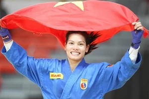 Vovinam artist Nguyen Thi Kim Hoang clinches gold in the women's 55kg combat 