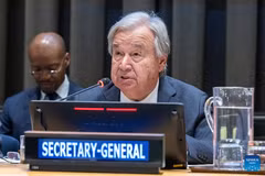 UN Secretary-General Antonio Guterres speaks at an informal meeting of the General Assembly at the UN headquarters in New York, on Sept. 3, 2026. Guterres on Thursday called on member states to deepen reform under the UN80 Initiative in the upcoming General Assembly session. (UN Photo/Handout via Xinhua)