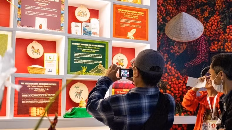 Visitors explore the interior of the pavilion. Visitors explore the interior of the pavilion.