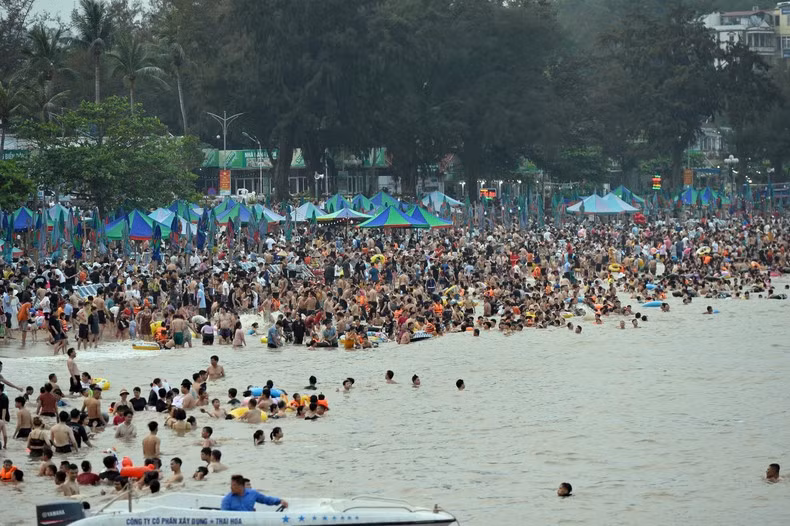 Peak tourist season at Do Son Beach